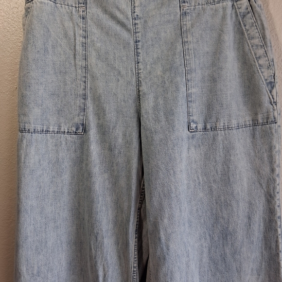 💖 Free People We The Free Breezy Pull-On Wide Leg Denim Jeans Sz L NEW - Picture 5 of 10